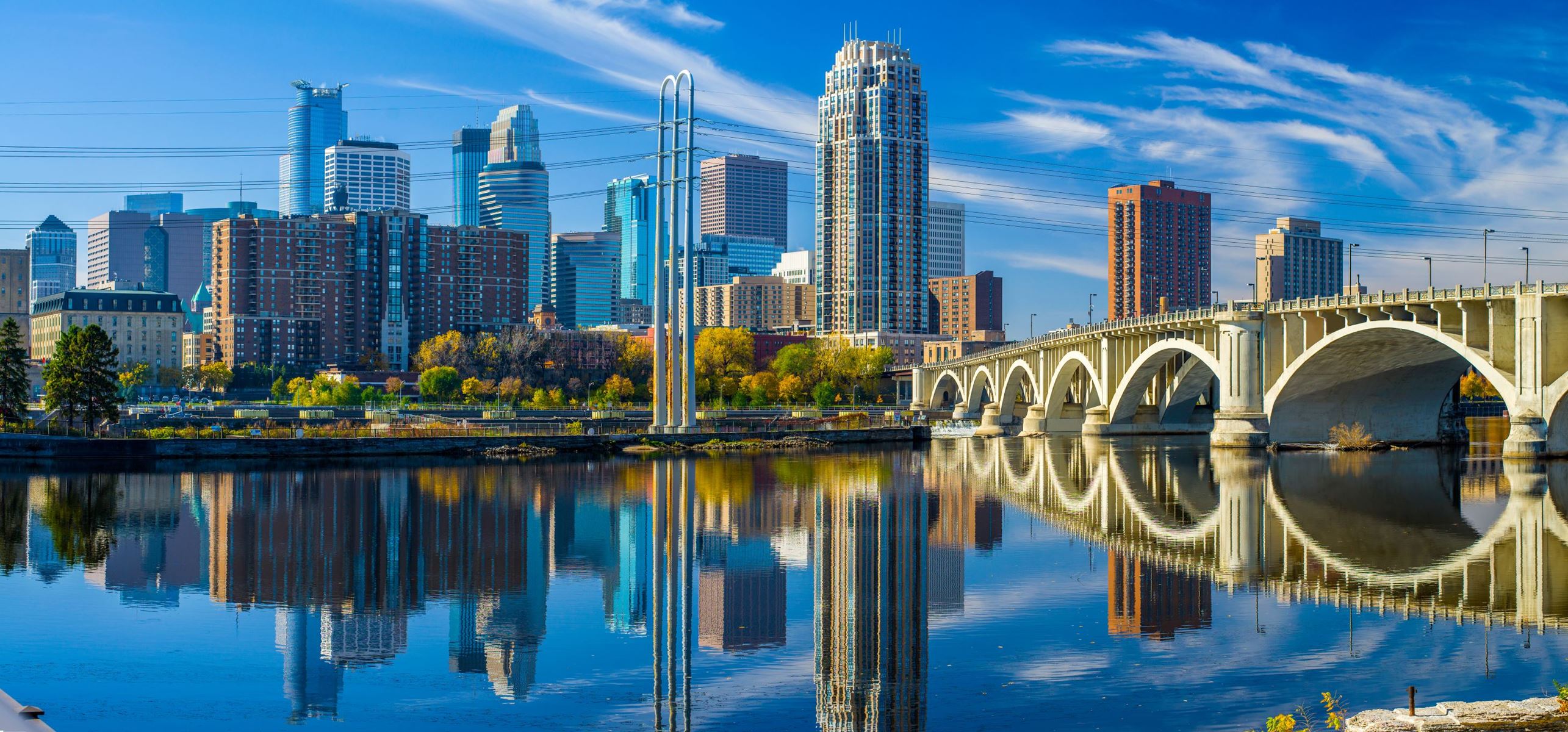 City view with a reflecting river